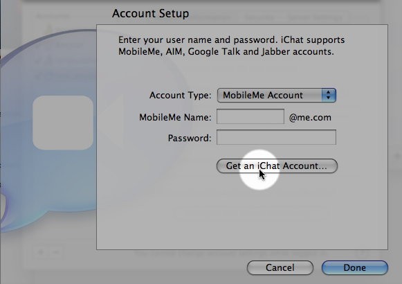 create mac account for ichat